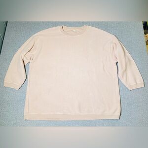 Aerie Women’s Size XL Oversized Sweatshirt Top Ribbed Knit Blush Pink